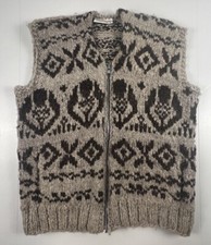 Gilet di lana Native Heritage Center in vera maglia Cowichan adulto XL marrone geometrico