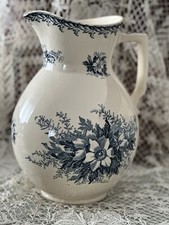 Antica brocca -Doria  Sarreguemines- ceramica francese /blu/decoro floreale