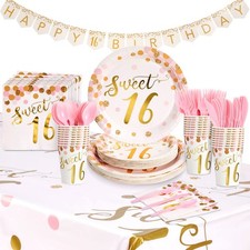 Set di 16 piatti dolci oro