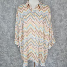 Camicia di raso Paola 44 XXL camicetta di raso rosa pastello a righe manica corta camicetta estiva