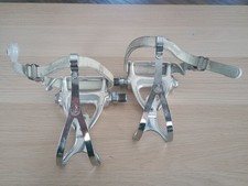 Nos Vintage 80s Set Pedali Campagnolo Chorus Toe Clips Pedal Set Straps New Mint