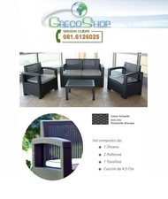 Divano+Poltrone+Tavolino/Salotto con Polyrattan per Esterno/Giardino antracite