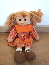 Bambola di Pezza anni 80 90 con Treccine Capelli Rossi Peluches Contadina