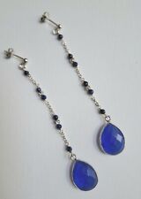 Orecchini in argento 925 con lapislazzuli blu naturali e goccia  sfaccettata