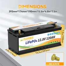 Batteria Litio 12V 120Ah LiFePO4 Batteria 120A BMS 15000 Cicli Solare Camper+Caricabatterie