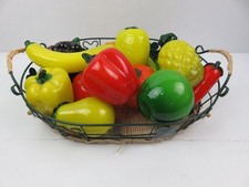 15 pezzi di frutta e verdura in VETRO MURANO con cestino vintage ananas uva mela