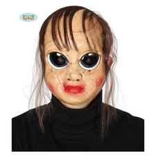 Maschera in PVC Bambola con Capelli Lunghi Horror Halloween