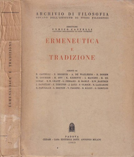 Ermeneutica tradizione - tradizione.,