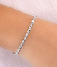 Bracciale Tennis 2,35 Ct Taglio Marquise H/SI Diamanti Naturali Oro Bianco Massiccio 14k