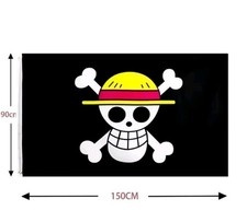 ONE PIECE FLAG BANDIERA PIRATI BANNER cm 90x150 Jolly Roger Mugiwara Flag