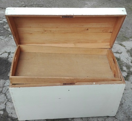 Antico baule legno con - baule,