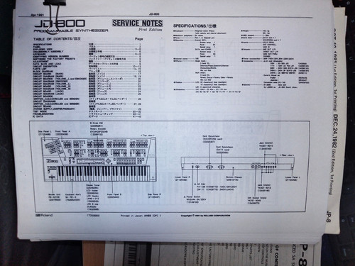 Roland 800 note servizio - jd-800, di