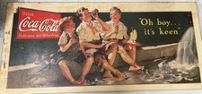 quadro vintage pubblicitario drink coca cola delicious and refreshing su legno