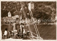 1938 SAN FRUTTOSO DI CAMOGLI Trattoria Unica Famiglia in barca Genova cartolina