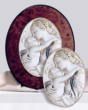 QUADRO CAPOLETTO Cm.46x36 MADONNA del LIPPI in ARGENTO 925% su BASE LEGNO 10443
