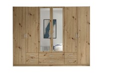 Armadio a 6 ante battenti e 6 cassetti SAMBUCO in laminato. LAP 271x210x54 cm