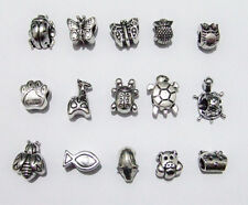 Offerta! 15pz misti perline animali  foro grande 15x10mm -10x8mm colore tibetano