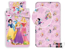 DISNEY SET COPRIPIUMINO + LENZUOLO ANGOLI 100% COTONE PRINCIPESSE PINK