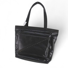 Borsa tote in pelle marrone mai usata con finitura laccata, da donna