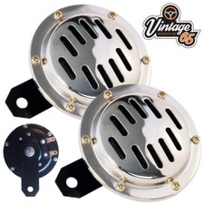Auto D'Epoca Vintage Furgone & Moto Cromo Clacson 12v Doppio Terminale Grill