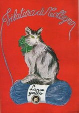 PUBBLICITA' 1936 LANA GATTO FILATURA DI TOLLEGNO FILO GOMITOLO FIOCCO TESSILE 