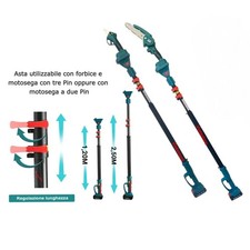Asta telescopica snodabile per Forbice Cesoia elettrosega motosega a batteria