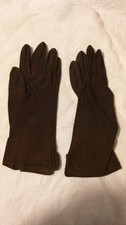 Guanti donna marrone di pelle scamosciata, morbidissima, vintage, taglia 7