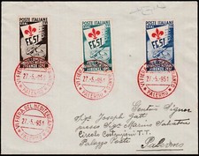 213 - 1951 - Giochi Ginnici - la serie su lettera con annullo speciale rosso del