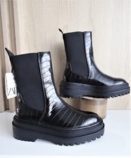 ZARA STIVALETTI NERI PIATTI