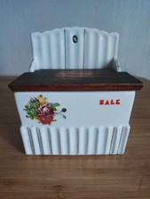 Porta sale vintage anni ’50-’60 Corone Cunardo - ceramica, coperchio in legno