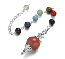 R05. Pendolo Pendolino Sfera di Diaspro Rosso per Radiestesia Divinazione Reiki