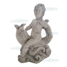 Statua putto con pesce cemento fontana laghetto arredo da giardino statue pietra
