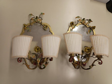 COPPIA APPLIQUES  FERRO LACCATE LAVORATE A RICCIOLI CON FIORI E FOGLIE