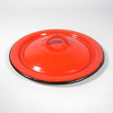 VECCHIO COPERCHIO X PENTOLA PENTOLINO IN LATTA METALLO SMALTATO ROSSO VINTAGE