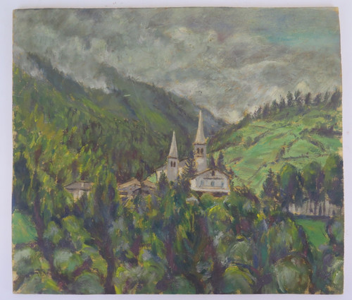 Dipinto olio riva valdobbia - dipinto,
