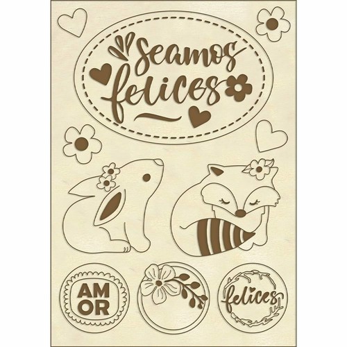 Sagome legno seamos felices - in,