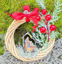 Mini Ghirlanda Legno Presepe Natività