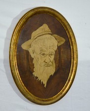 Tavola in legno intarsiata stile Alfonso Grassi – Quadro decorativo vintage '900