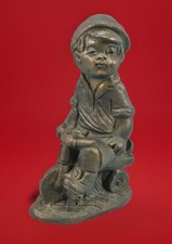 ?  Scultura vintage con marchio  scugnizzo bimbo con triciclo   No D’Orsi
