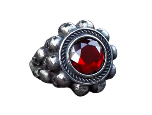 Anello acciaio pietra sangue - pietra,