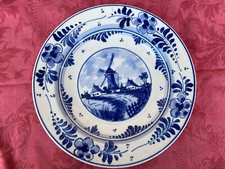 DELFT HOLLAND piatto olandese da parete dipinto a mano mulino bianco e blu blauw