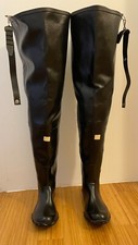 STIVALI WADERS DI GOMMA SUPERGA NERO TAGLIA 42 TUTTA COSCIA 1970 MADE IN ITALY