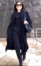 ZARA CAPPOTTO MAGLIA LUNGA TESTURIZZATO NERO BAVERO LARGO FW24/25 TAGLIA M REF. 3653/110