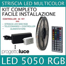 STRISCIA A LED MULTICOLORE RGB 300LED SMD5050 5MT CON ALIMENTATORE E TELECOMANDO