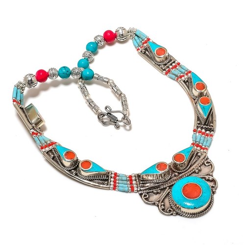 Collana turchese corallo - , rosso