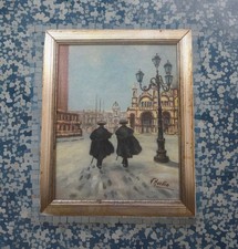 Quadro VENEZIA Piazza SAN MARCO firma NORDIO olio Su Tavola