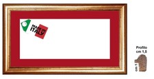 Cornice in oro classica da cm. 1,5 con Passepartout rosso per stampe,poster,foto