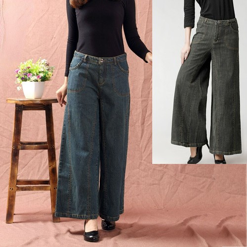 Pantaloni denim gamba larga - a,