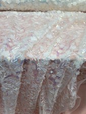 Tessuto pizzo bianco floreale