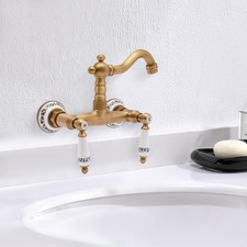 Rubinetto vintage antico girevole due maniglie in rubinetto a parete incasso